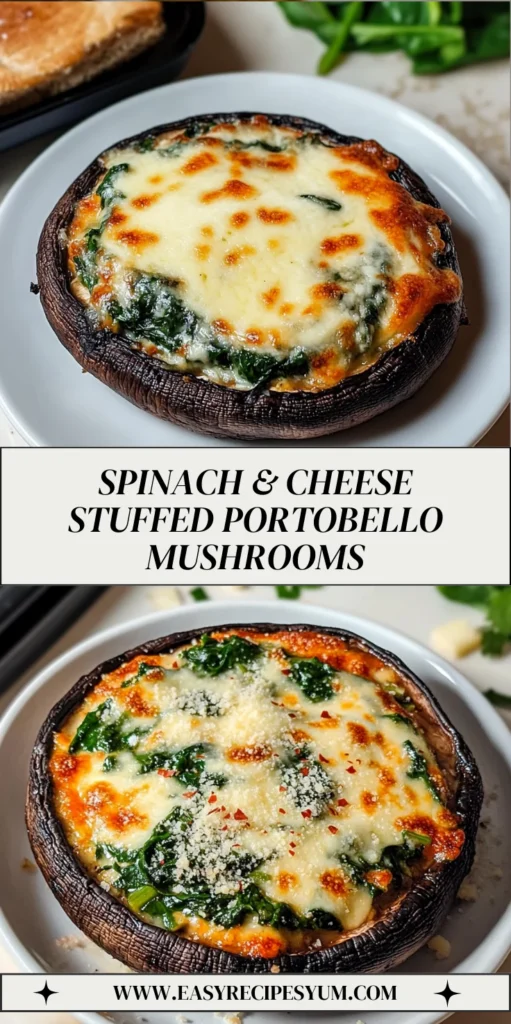 Spinach & Cheese Stuffed Portobello Mushrooms