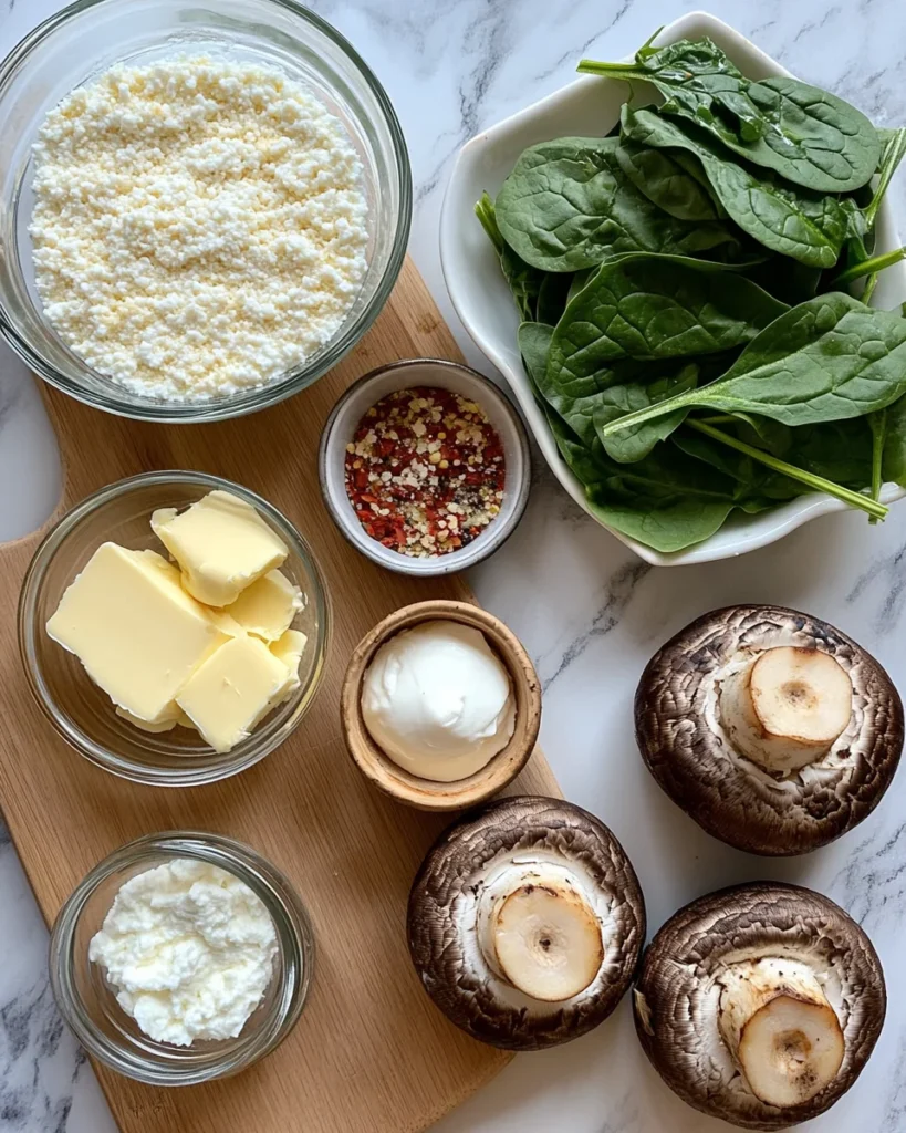 Spinach & Cheese Stuffed Portobello Mushrooms