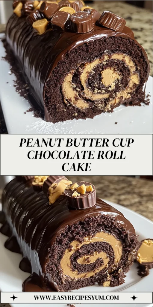 Peanut Butter Cup Chocolate Roll Cake