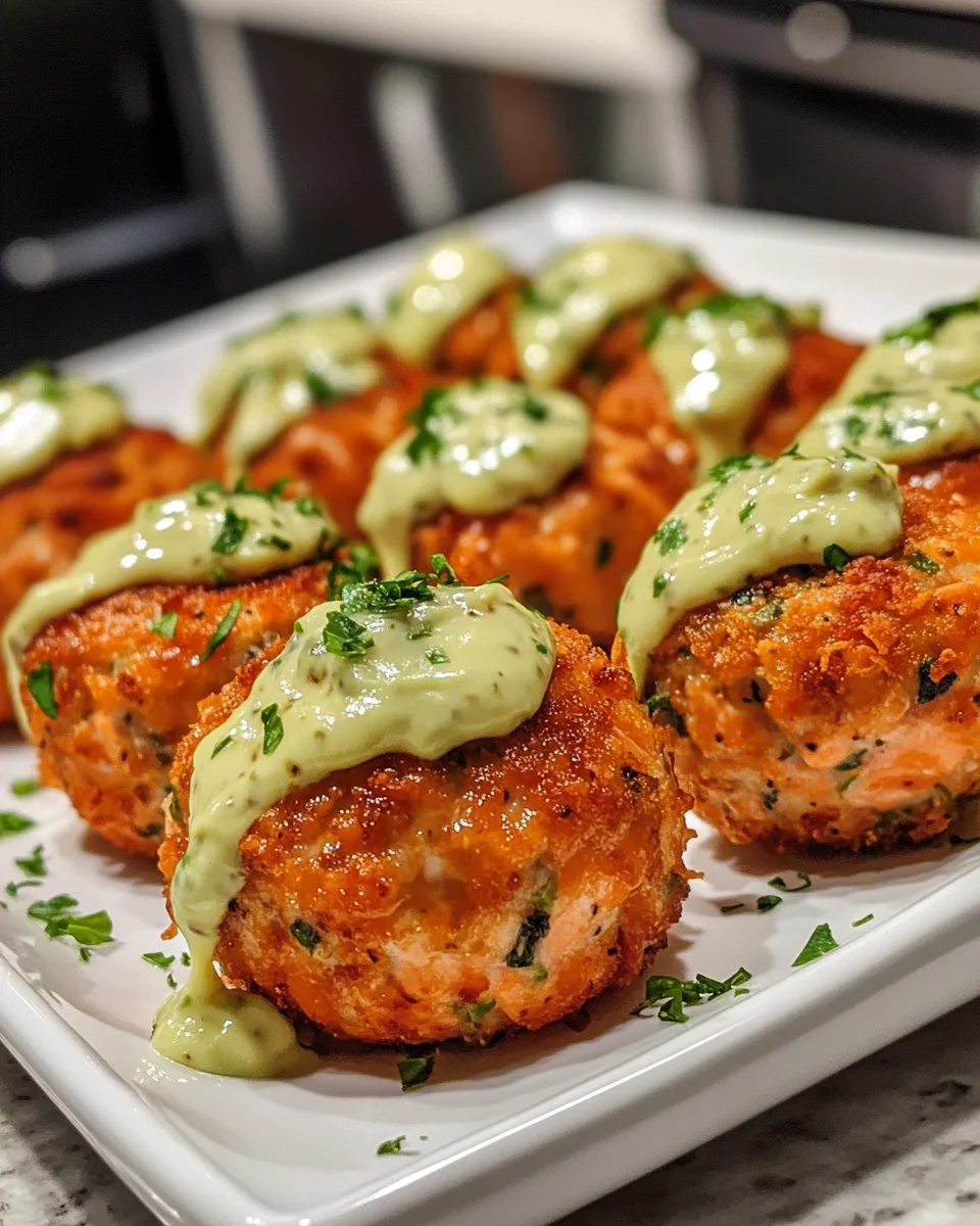 Baked Salmon Meatballs with Avocado Sauce