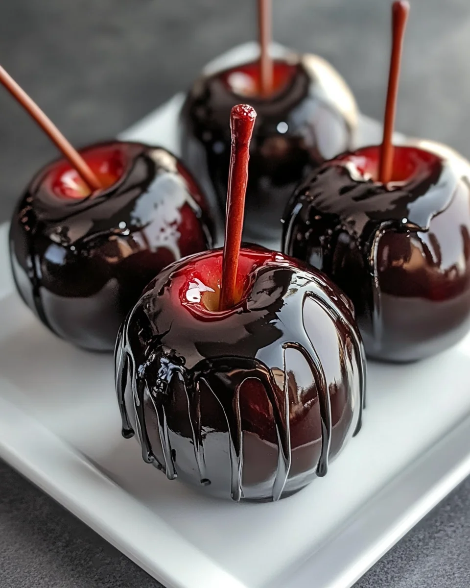Black Poison Swirl Candy Apples