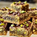 Brown Butter Dubai Pistachio Chocolate Chip Cookie Bars