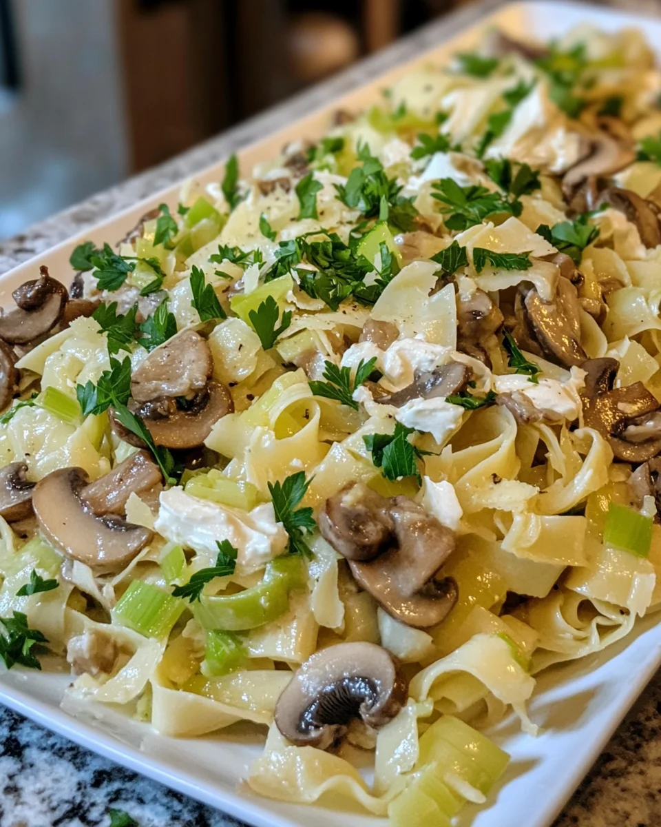 Caramelized Leek and Mushroom Gruyere Pasta
