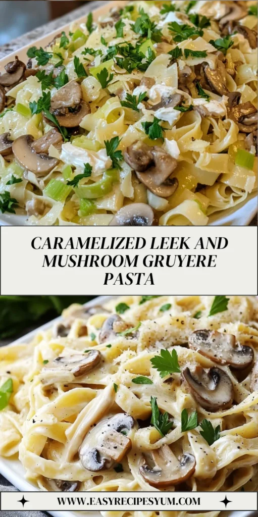Caramelized Leek and Mushroom Gruyere Pasta