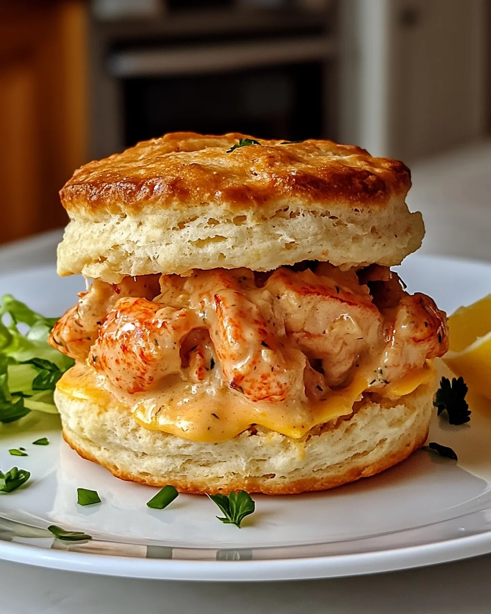 Cheddar Cheese Biscuit Lobster Sandwich