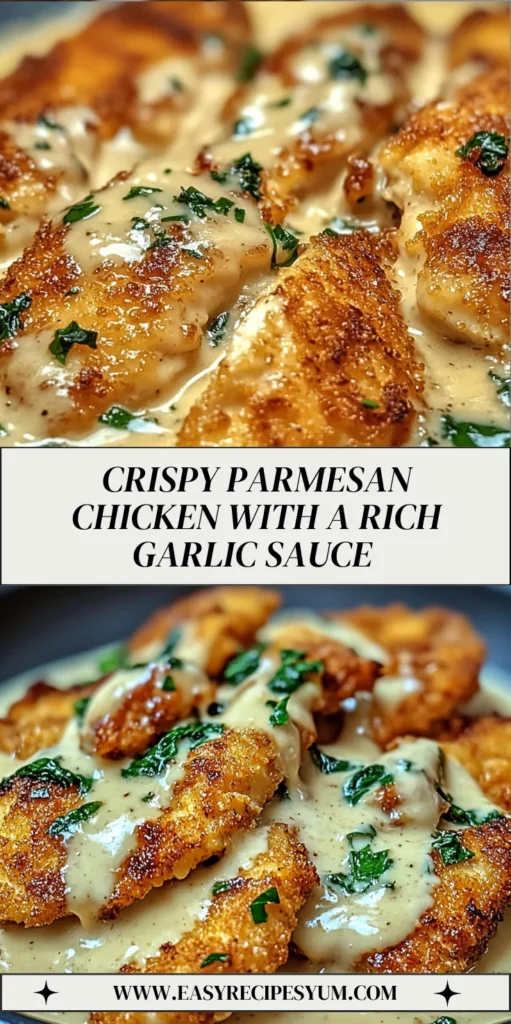 Crispy Parmesan Chicken with a Rich Garlic Sauce