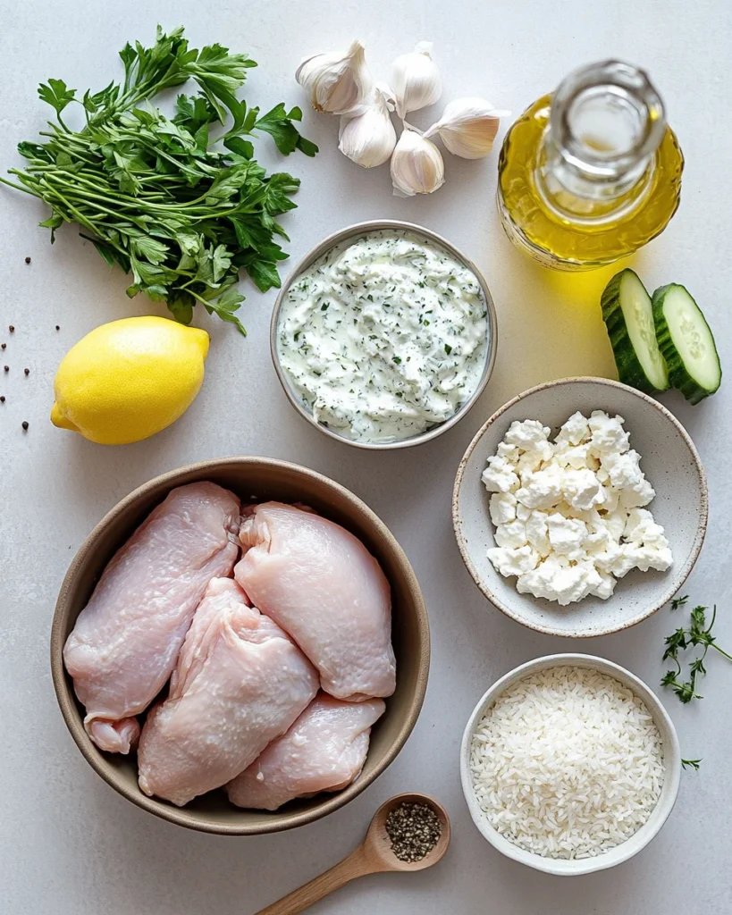 Dump-and-Bake Chicken Tzatziki with Rice