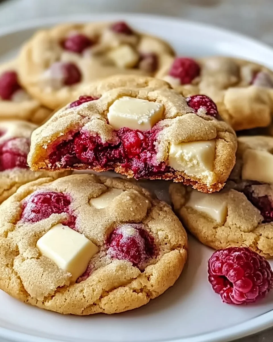 Gooey Raspberry White Chocolate Cookies