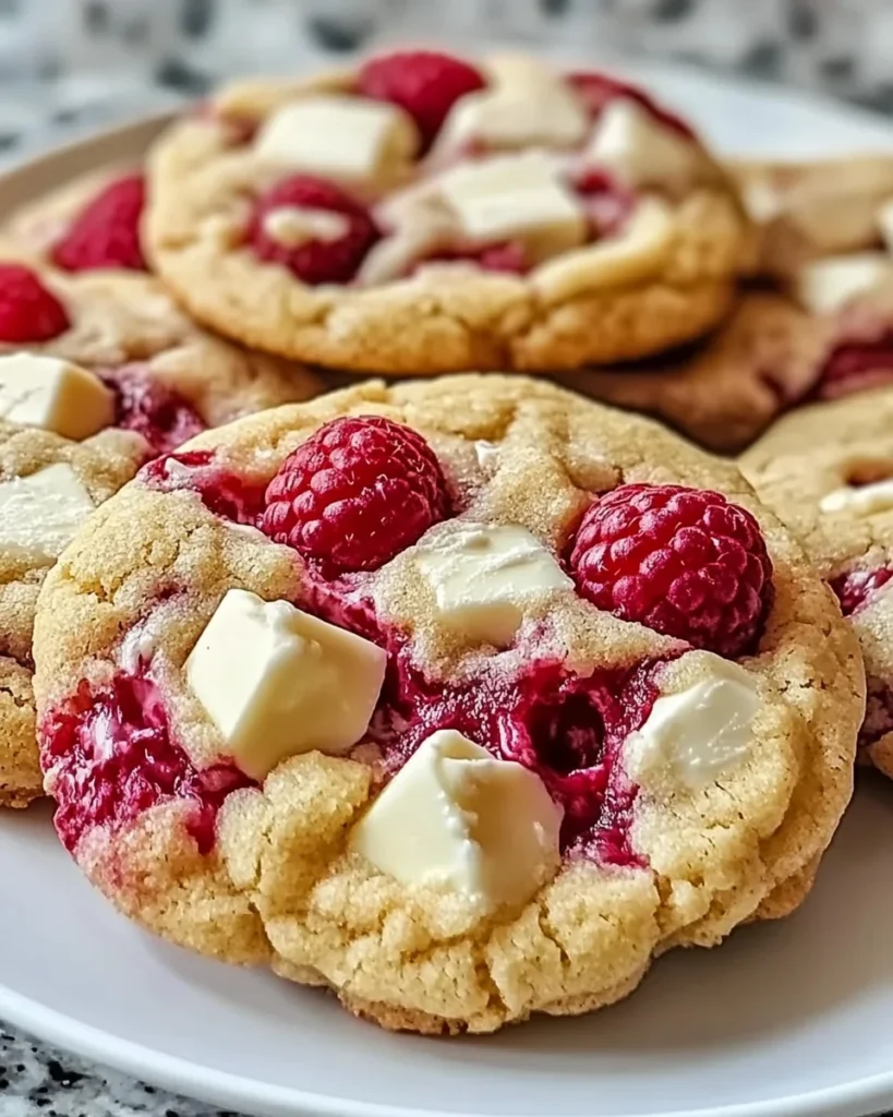 Gooey Raspberry White Chocolate Cookies