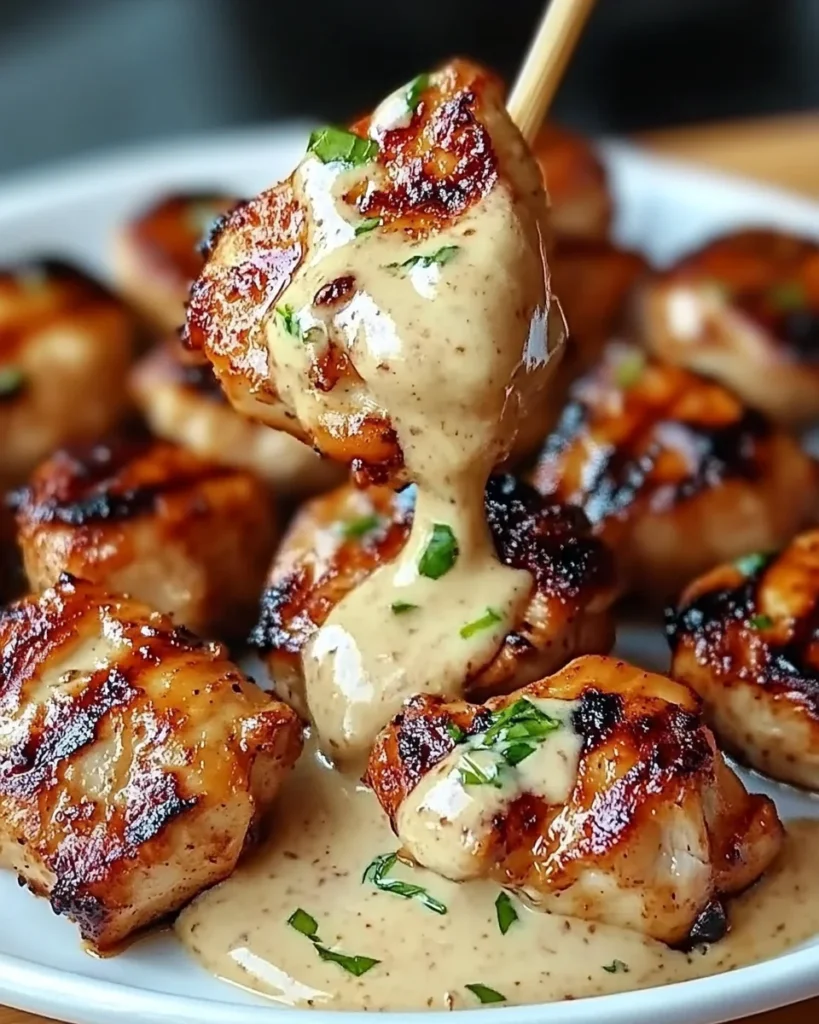 Grilled Chicken Bites with Creamy Garlic Sauce