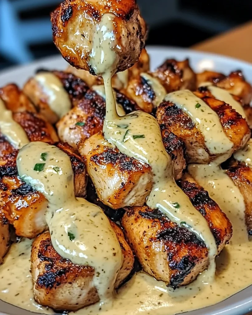 Grilled Chicken Bites with Creamy Garlic Sauce