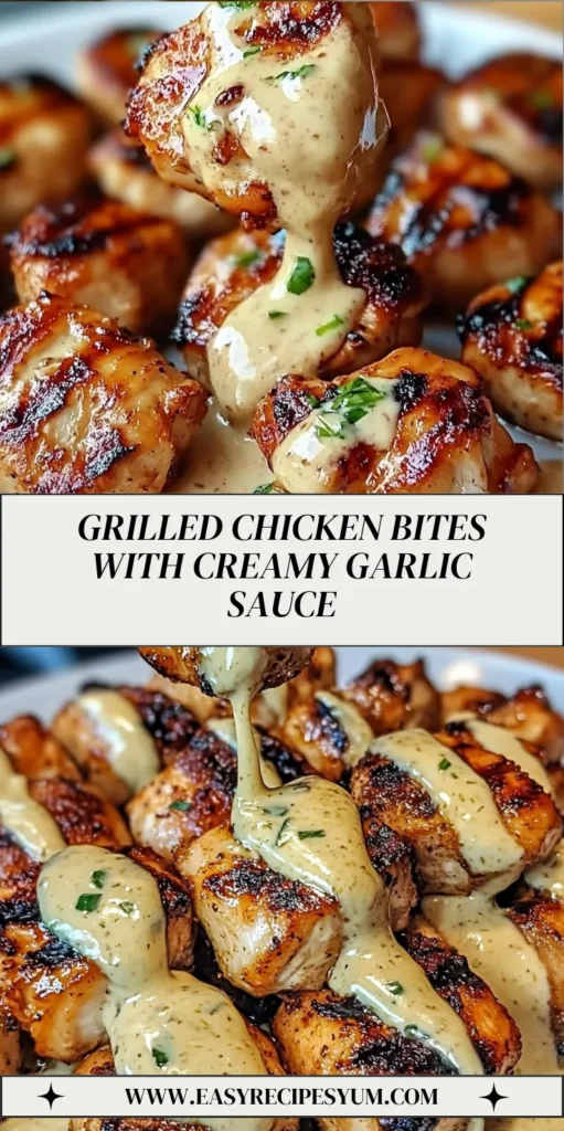 Grilled Chicken Bites with Creamy Garlic Sauce