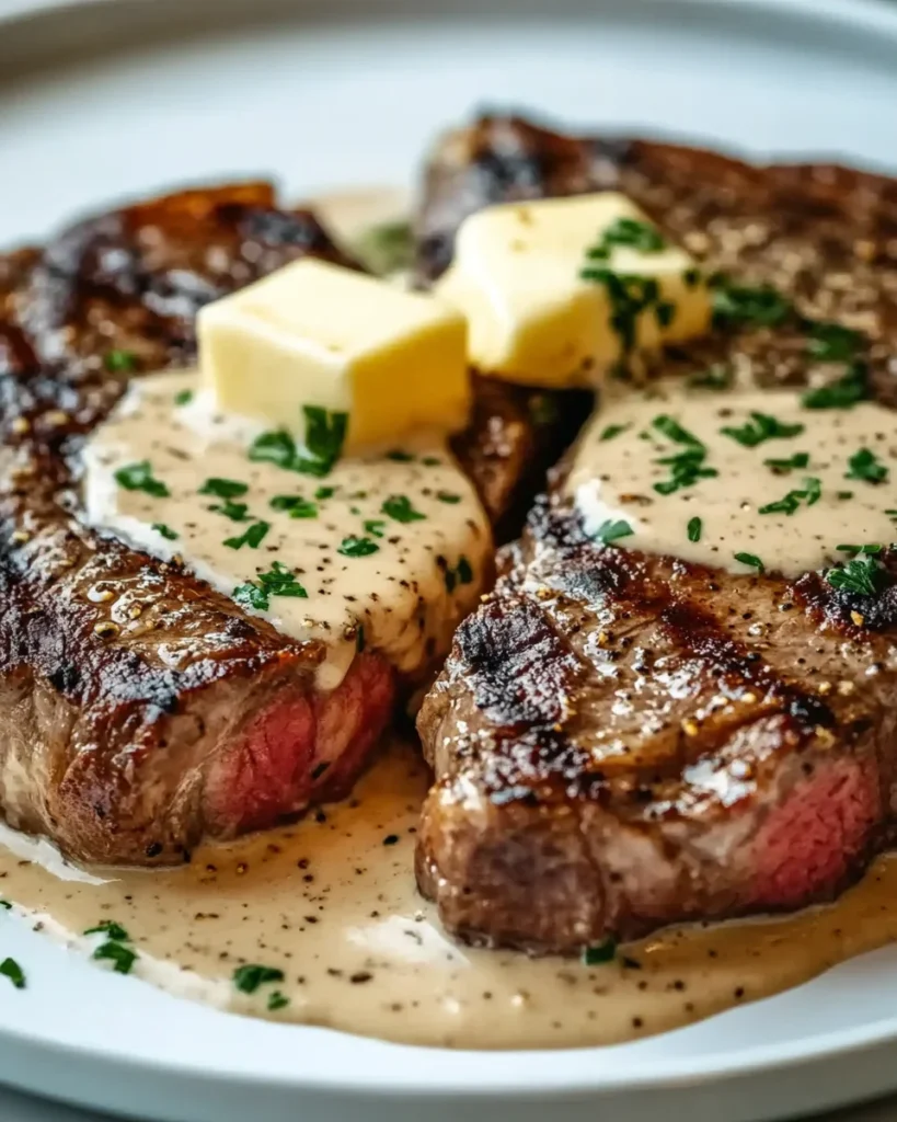 Juicy Steak with Creamy Garlic Sauce