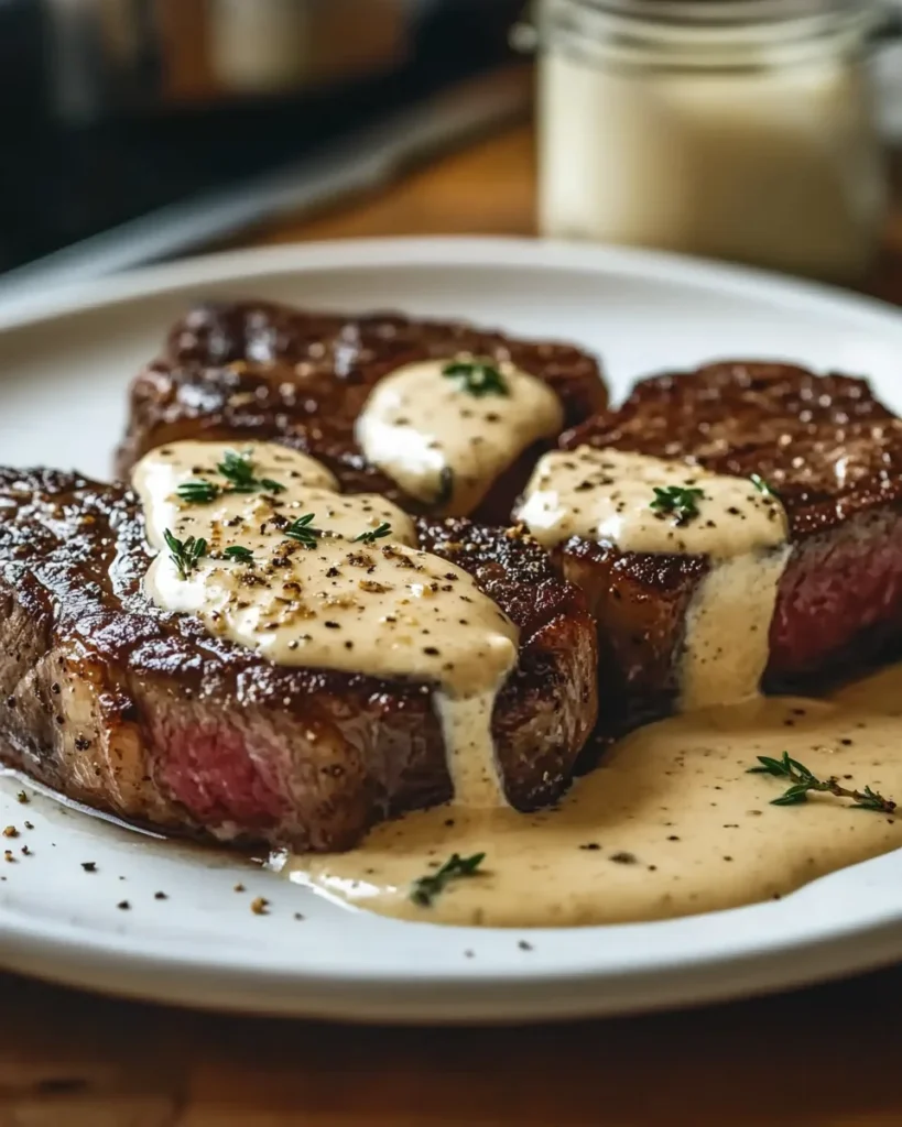 Juicy Steak with Creamy Garlic Sauce