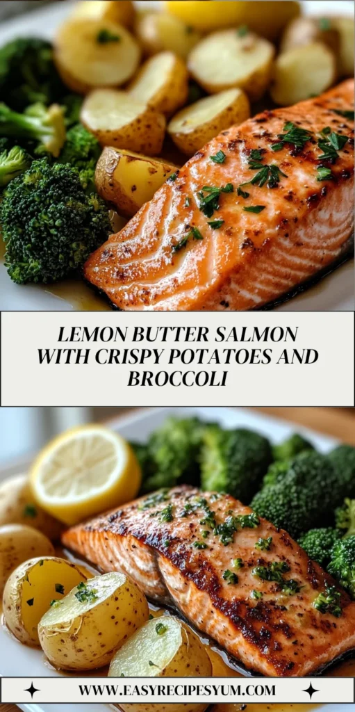 Lemon Butter Salmon with Crispy Potatoes and Broccoli