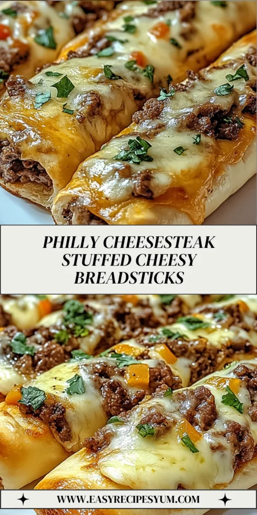 Philly Cheesesteak Stuffed Cheesy Breadsticks