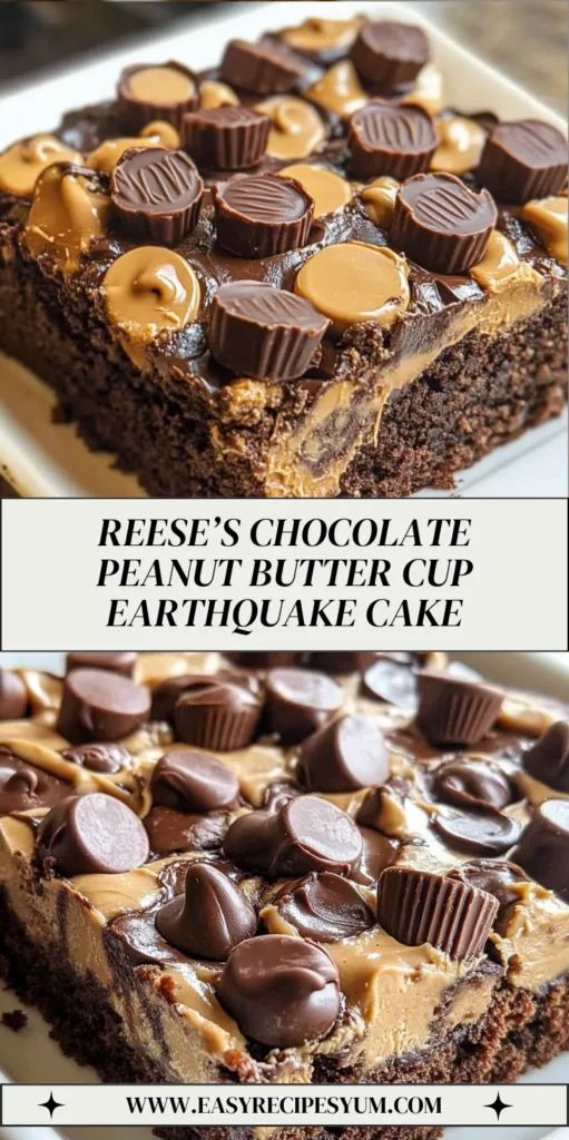Reese’s Chocolate Peanut Butter Cup Earthquake Cake