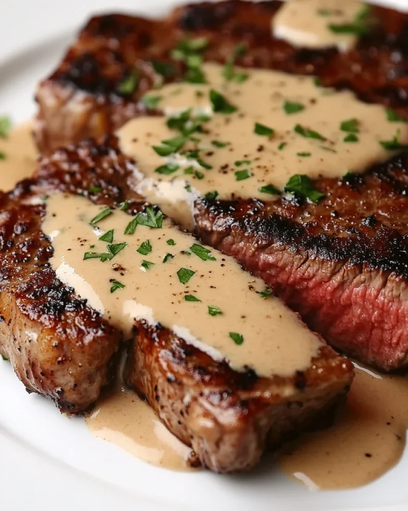 Steak with Creamy Garlic Sauce