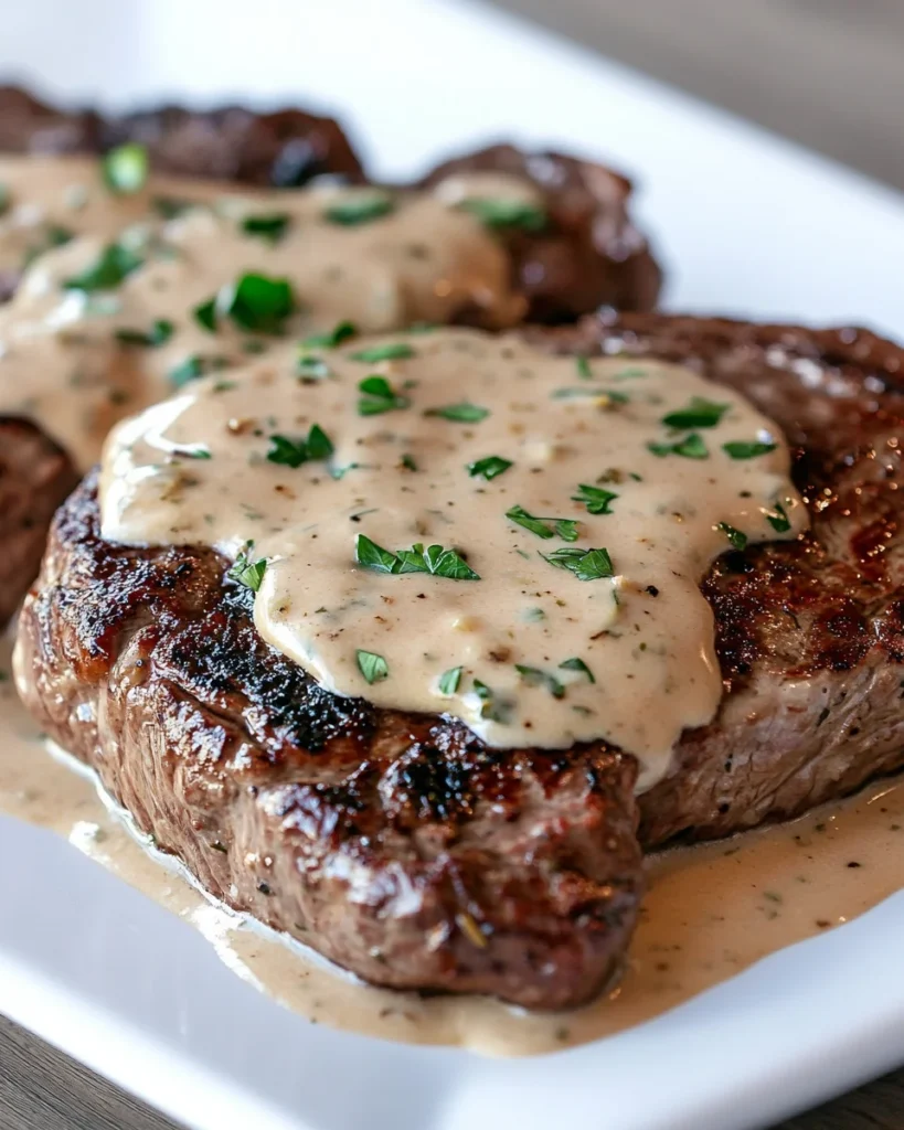 Steak with Creamy Garlic Sauce