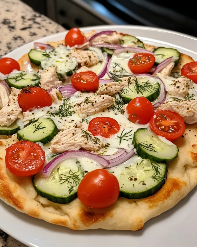 Tzatziki Chicken & Veggie Naan Pizza