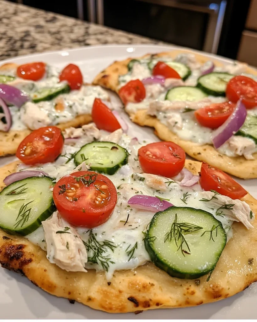 Tzatziki Chicken & Veggie Naan Pizza