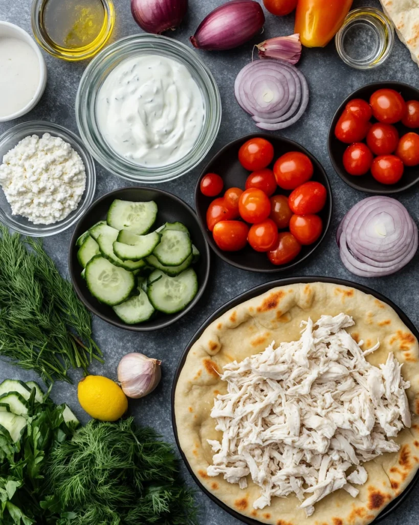 Tzatziki Chicken & Veggie Naan Pizza