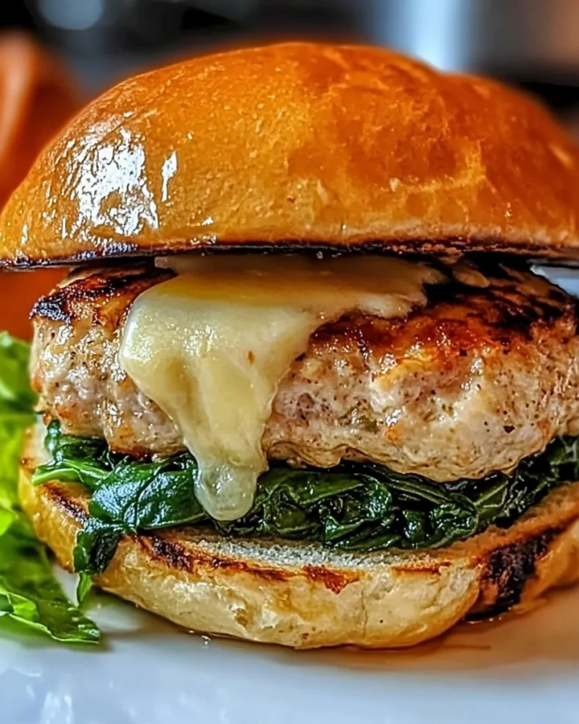White Cheddar and Spinach Chicken Burgers