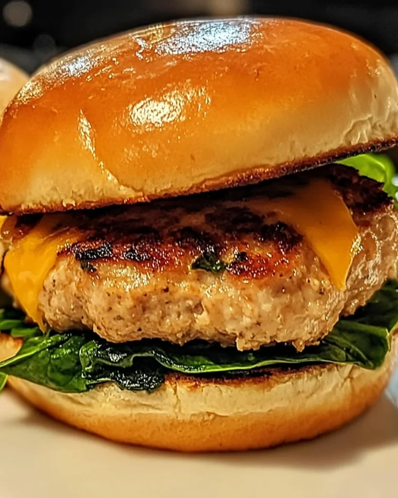 White Cheddar and Spinach Chicken Burgers