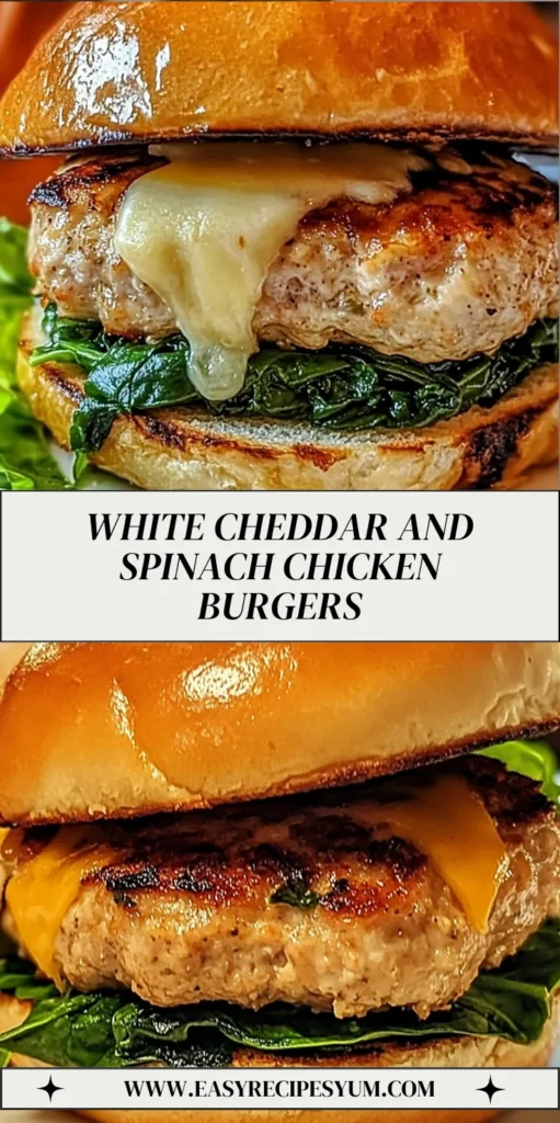 White Cheddar and Spinach Chicken Burgers