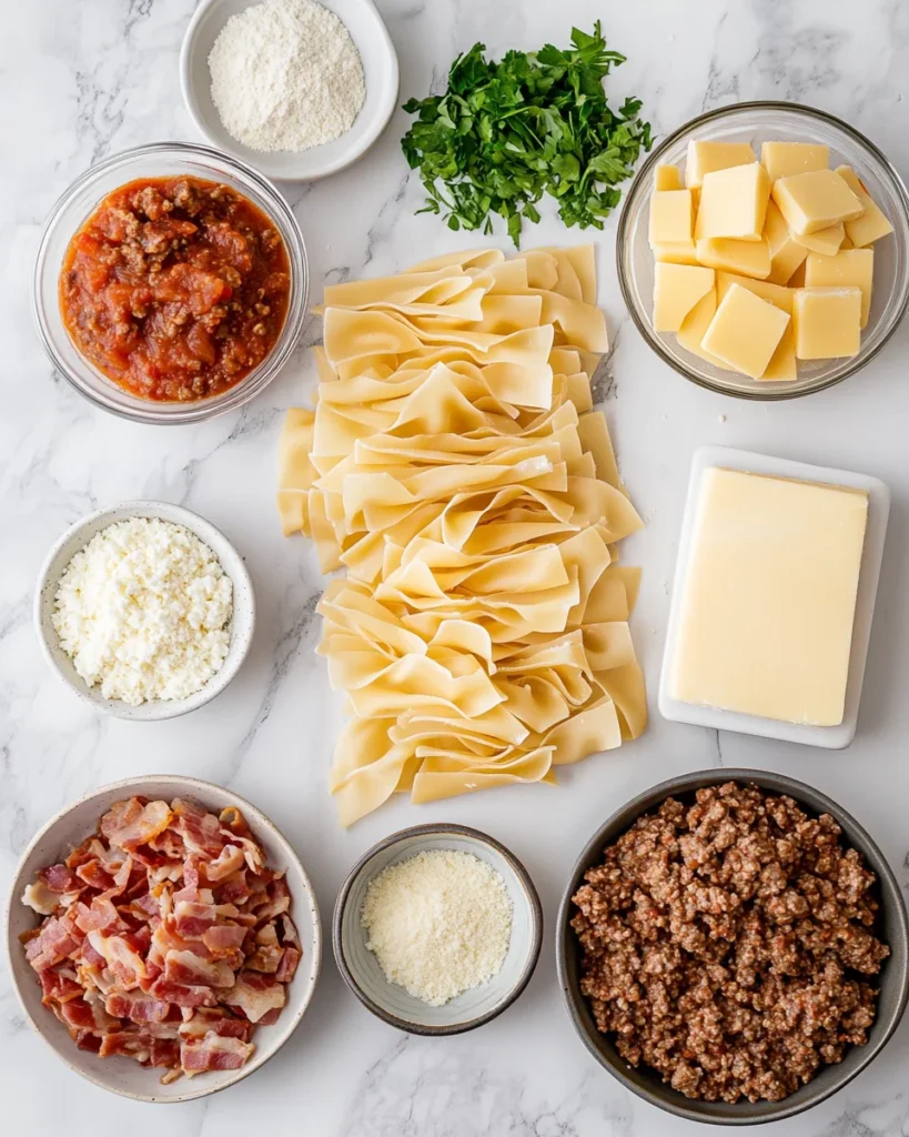 Parmesan Garlic Bacon Cheeseburger Lasagna