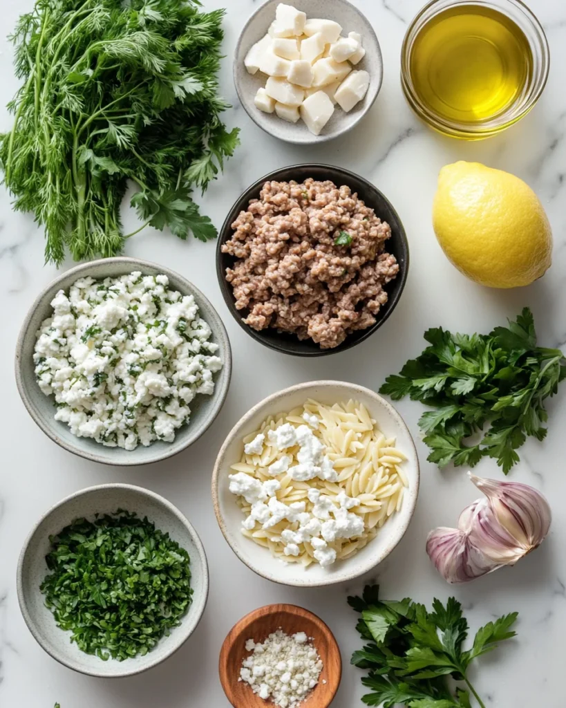 Greek Chicken Meatballs with Lemon Orzo