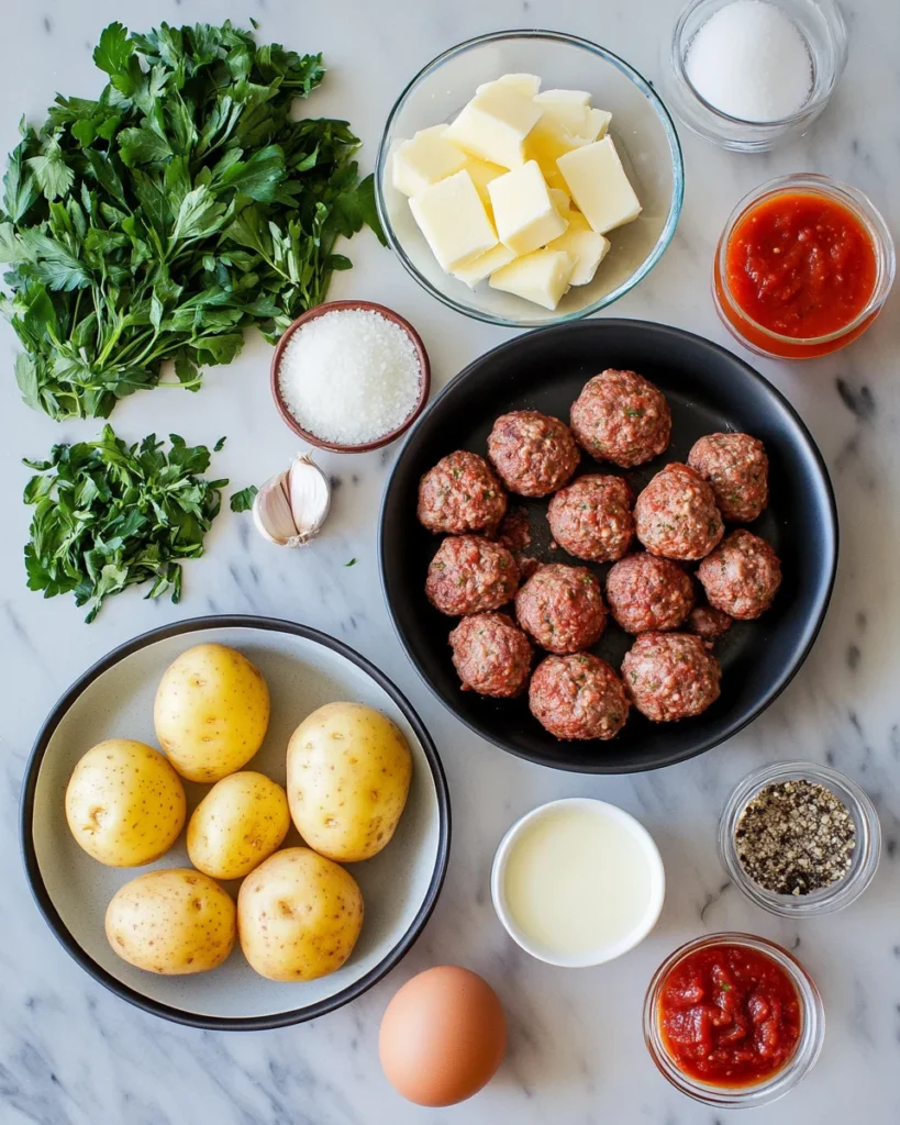 Meatball & Mashed Potato Bake