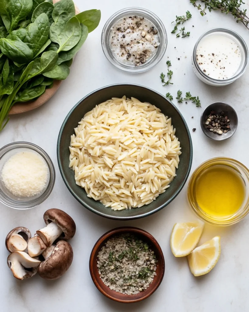 Spinach Mushroom Orzo