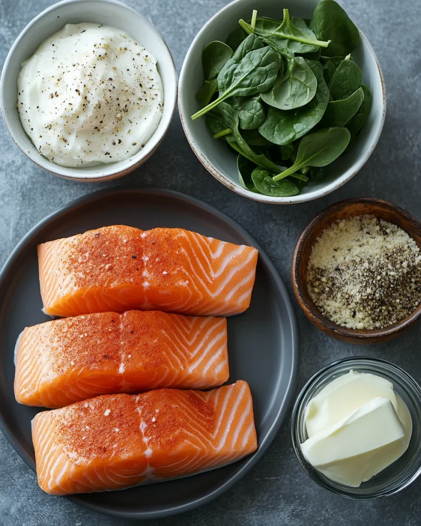 Blackened Salmon Stuffed with Spinach & Parmesan