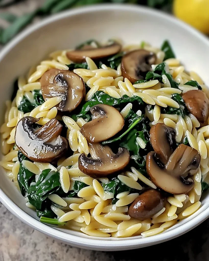 Spinach Mushroom Orzo