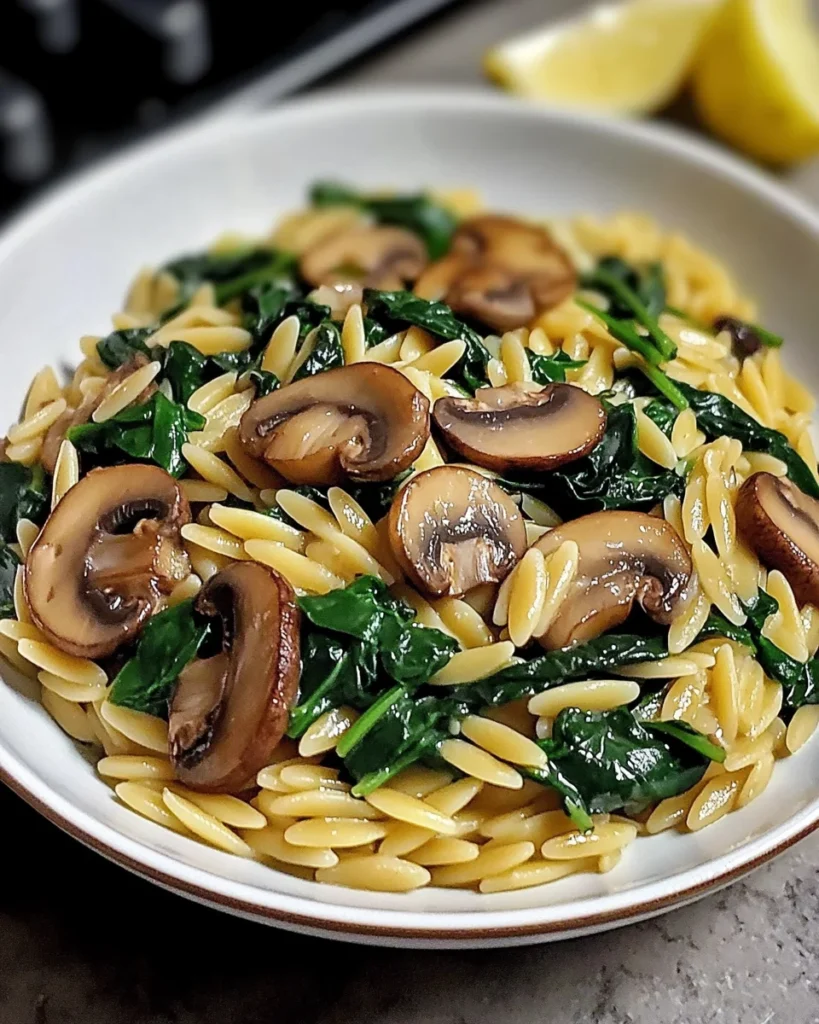 Spinach Mushroom Orzo
