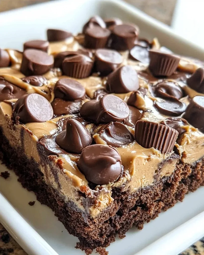 Reese’s Chocolate Peanut Butter Cup Earthquake Cake