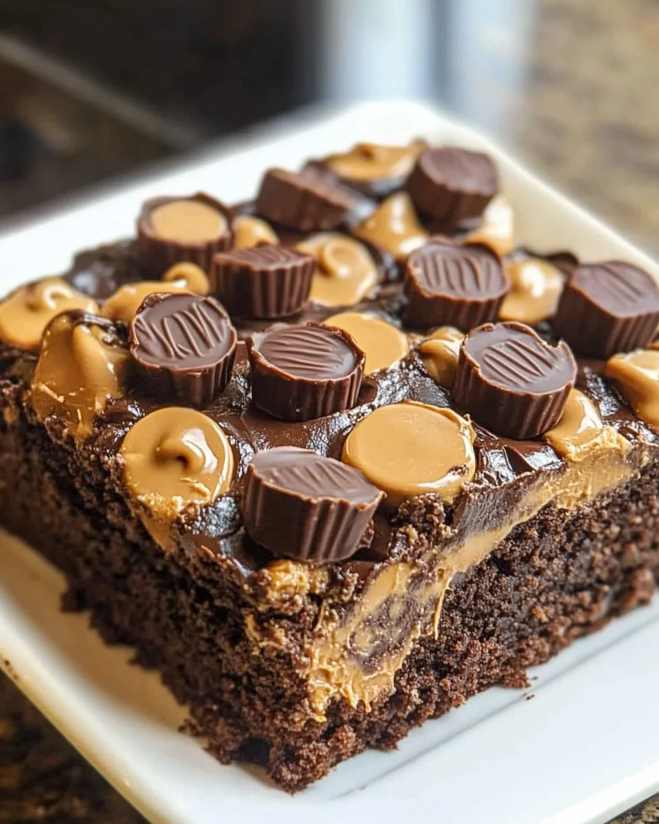 Reese’s Chocolate Peanut Butter Cup Earthquake Cake