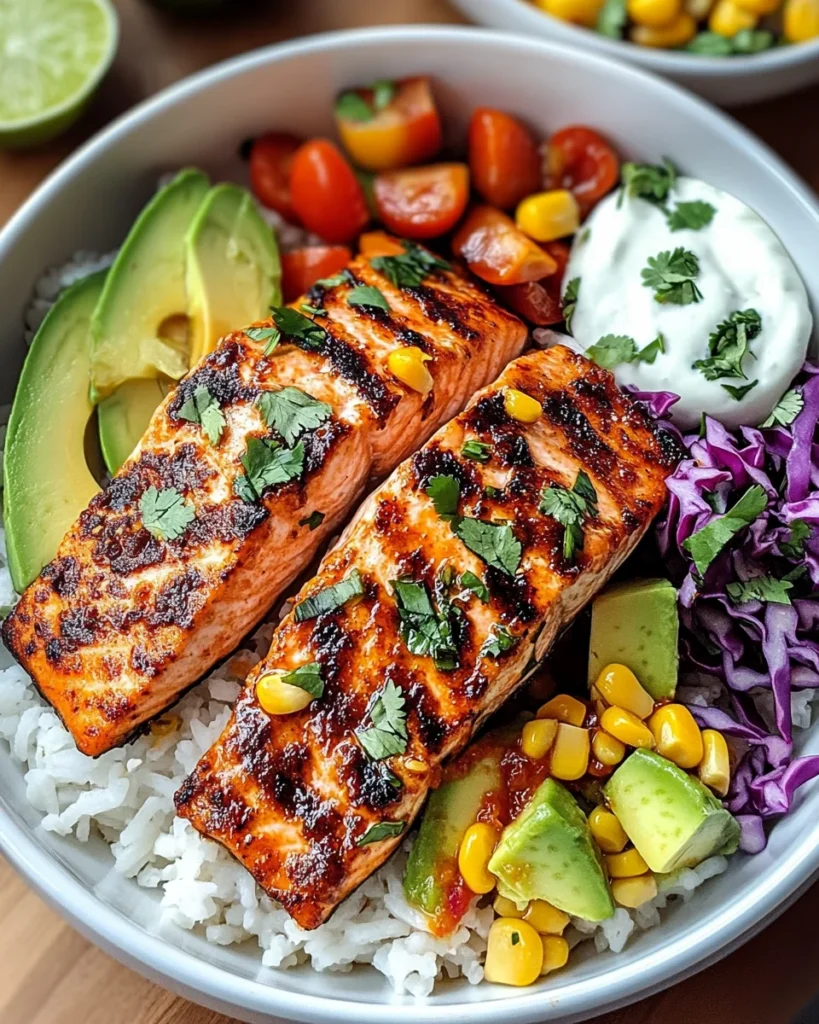 chili lime salmon bowls