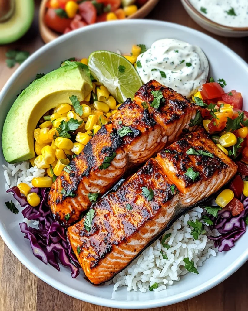 chili lime salmon bowls