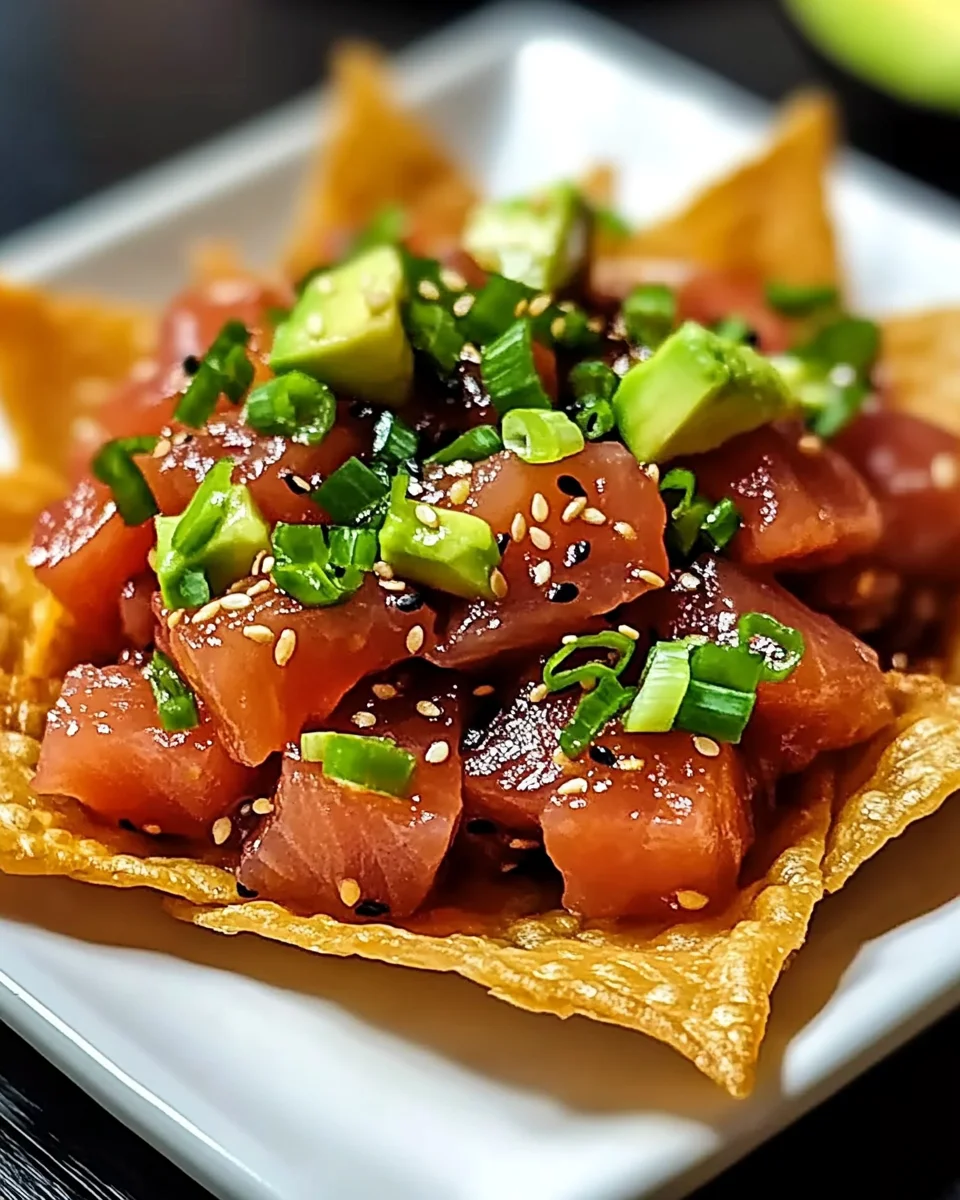 Spicy Tuna Tartare on Crispy Wonton Chips