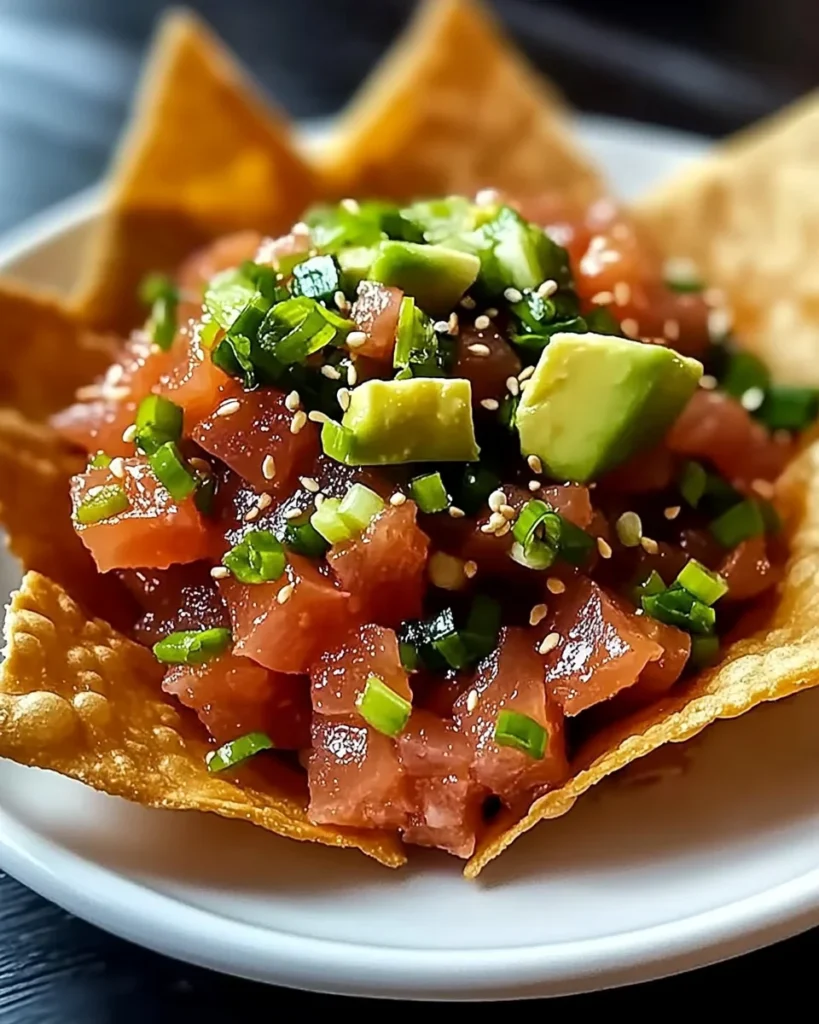 Spicy Tuna Tartare on Crispy Wonton Chips