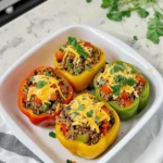 Savory Beef & Quinoa Stuffed Bell Peppers