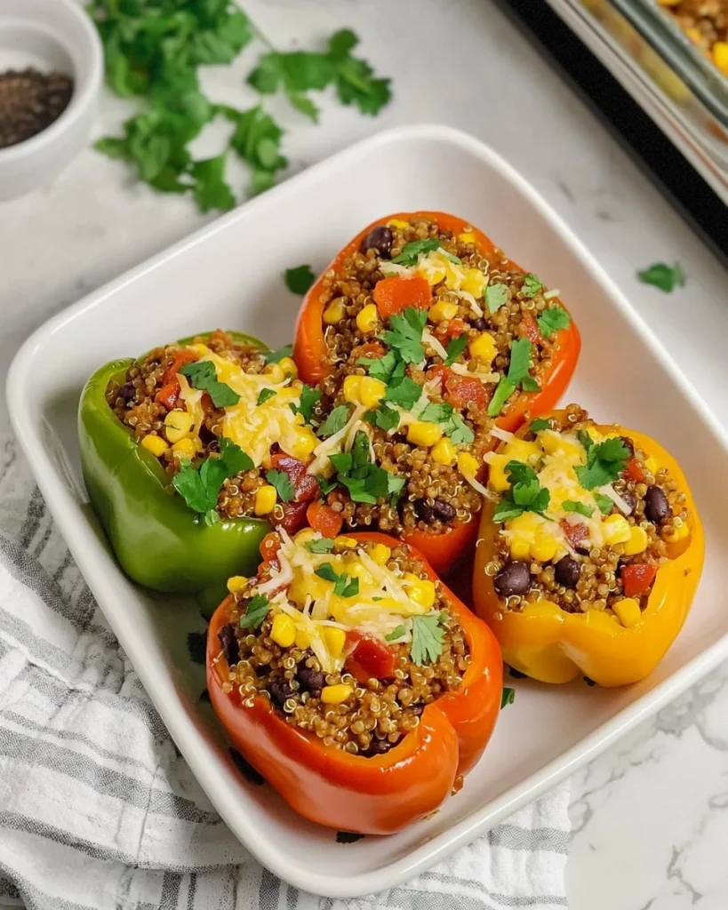 Savory Beef & Quinoa Stuffed Bell Peppers