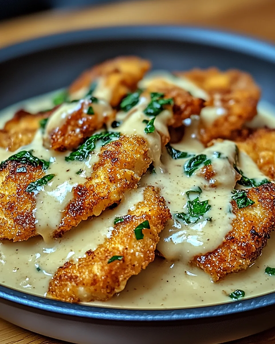 Crispy Parmesan Chicken with a Rich Garlic Sauce