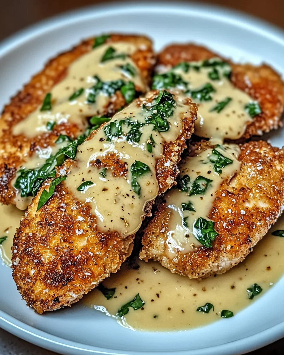 Crispy Parmesan Chicken with a Rich Garlic Sauce