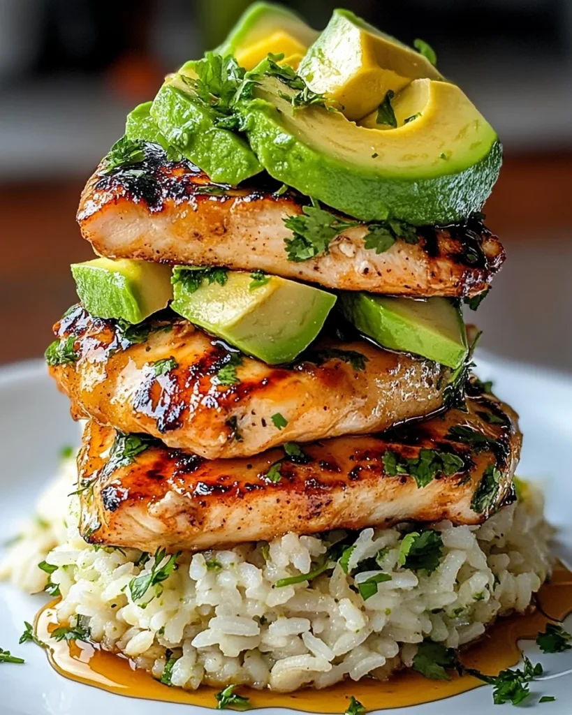 Honey Lime Chicken & Avocado Rice Stack