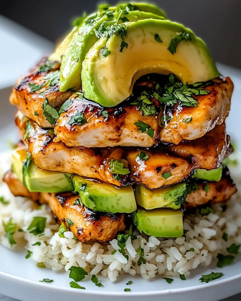 Honey Lime Chicken & Avocado Rice Stack