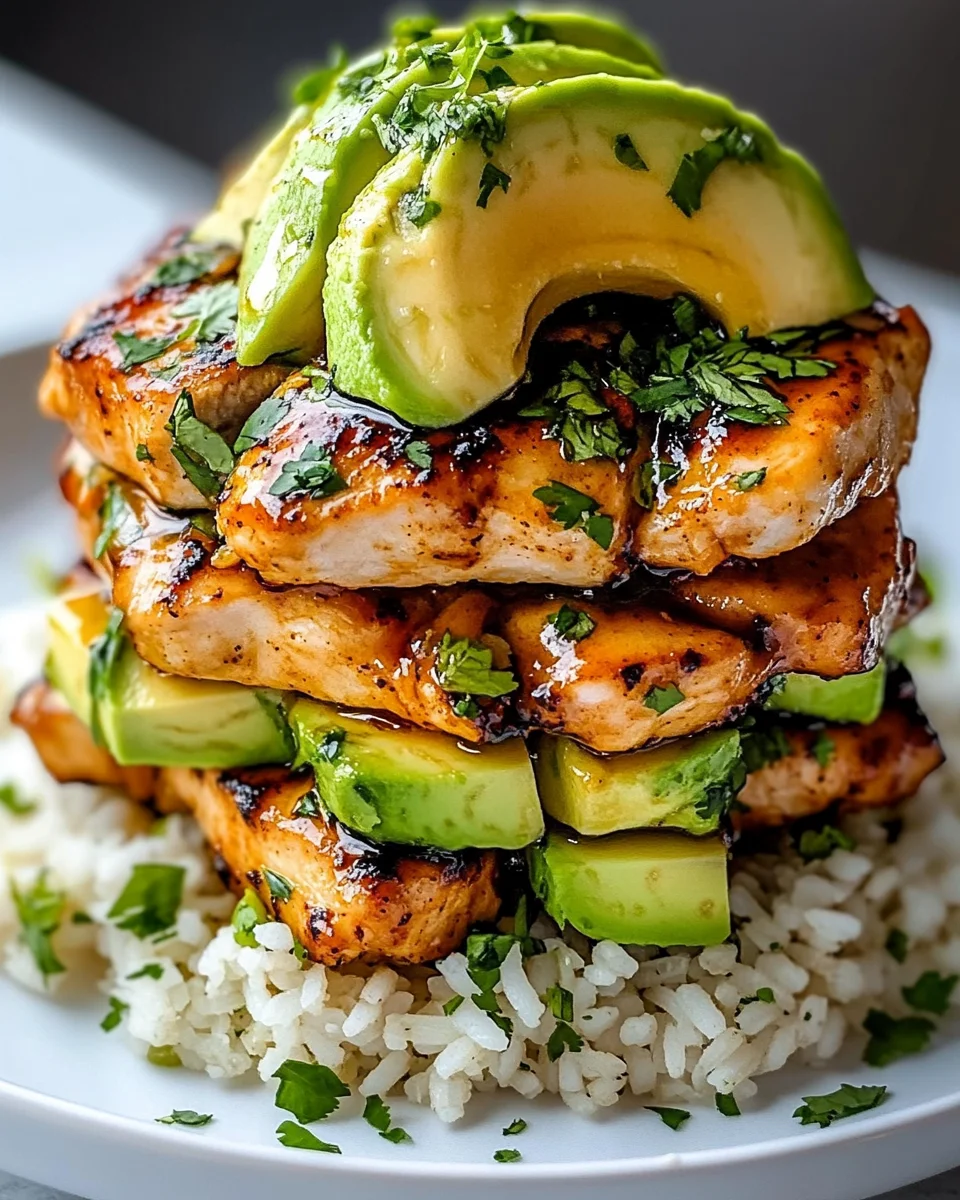 Honey Lime Chicken & Avocado Rice Stack