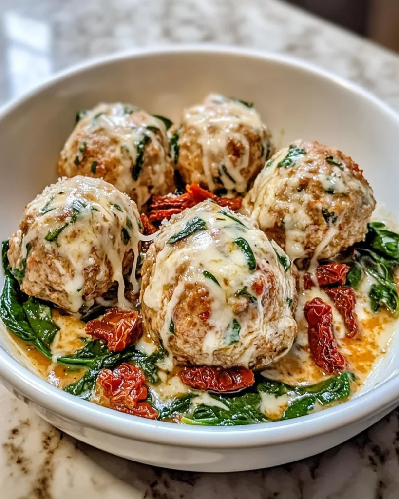 creamy tuscan keto meatballs